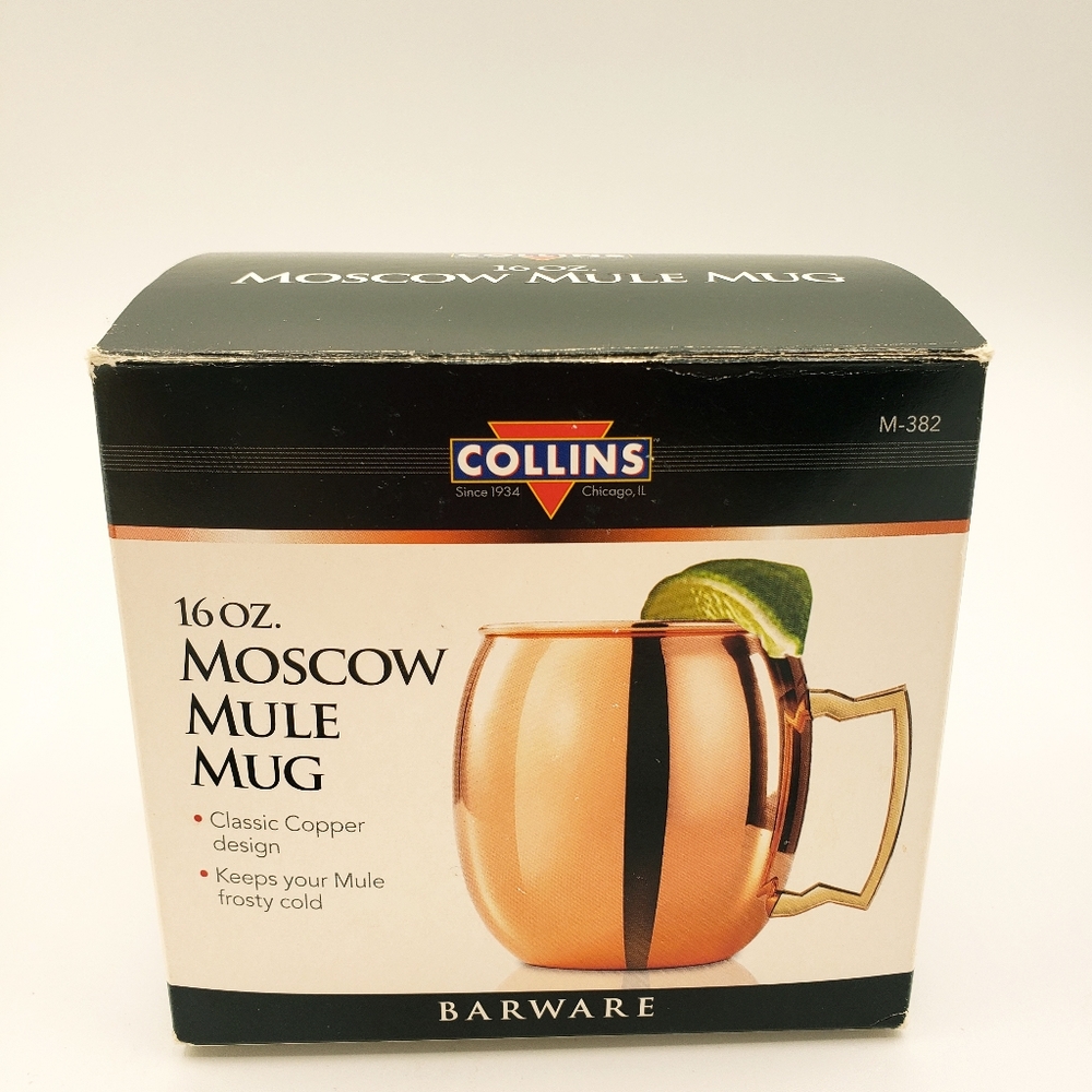 Moscow Mule Copper Mug RARE Collins Brand from Chicago 16 oz NIB Nickel Lined.